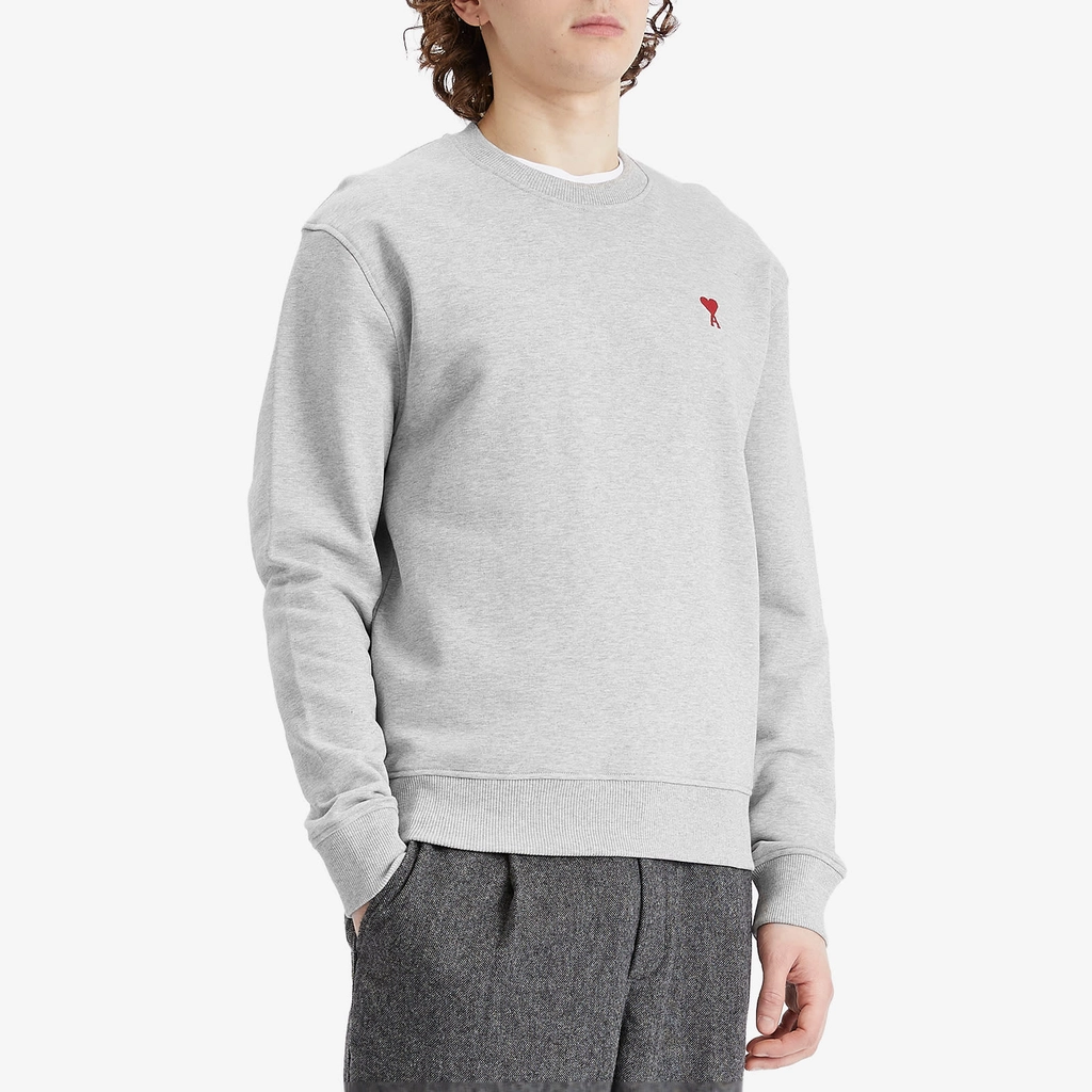 AMI Paris Men's Ami De Coeur Sweatshirt Heather Ash Grey